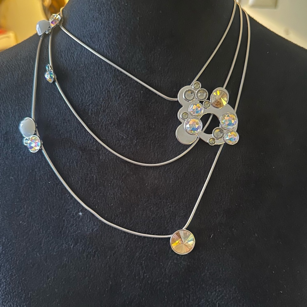 Elegant Swarovski Silver Necklace with Crystal Accents new with box